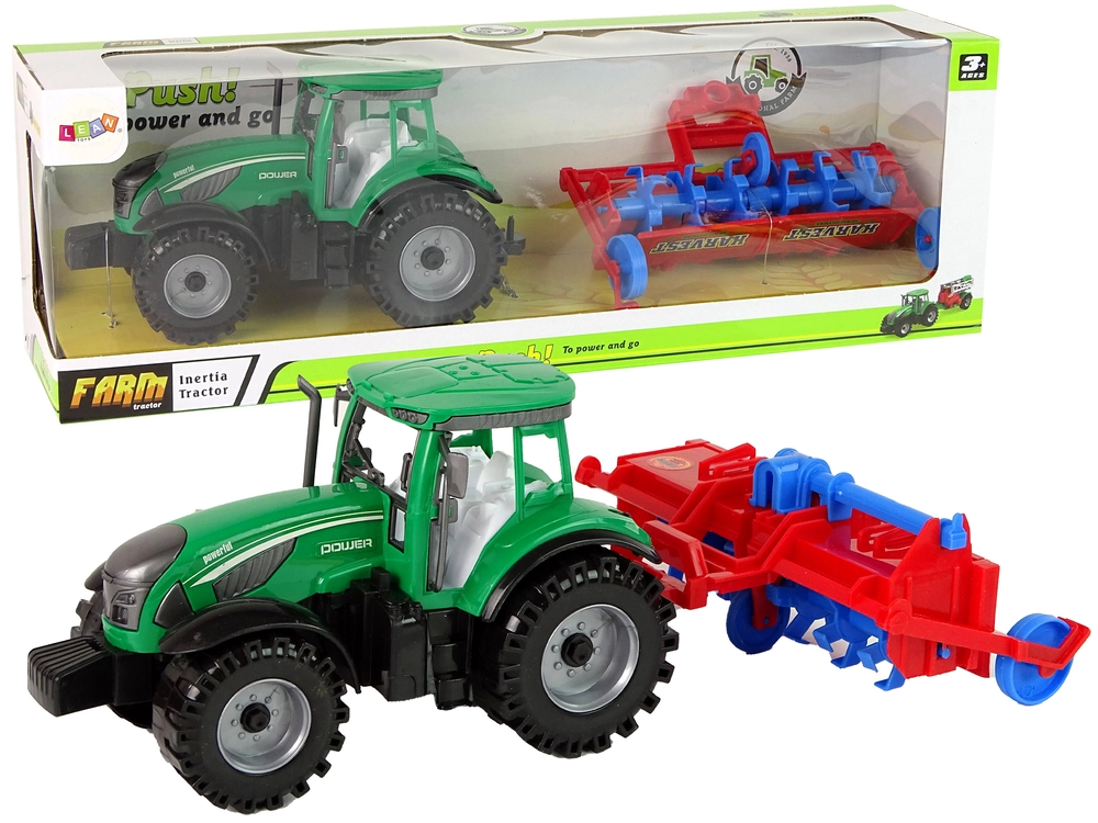 LEANToys Import Traktor s pluhem Třecí pohon Červený