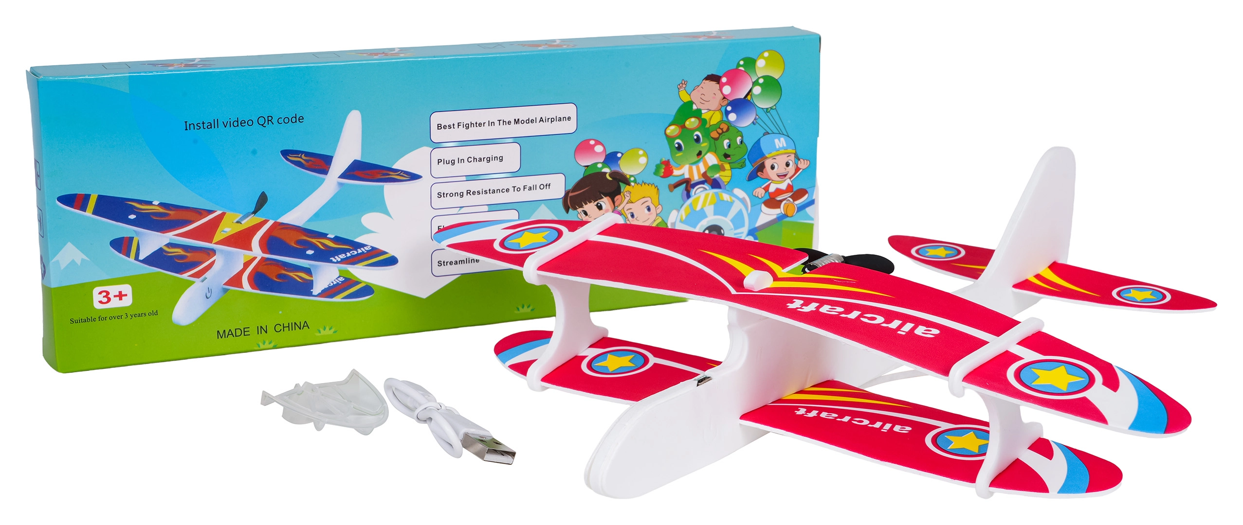 Elektrický pěnový letoun s LED pro dlouhé lety