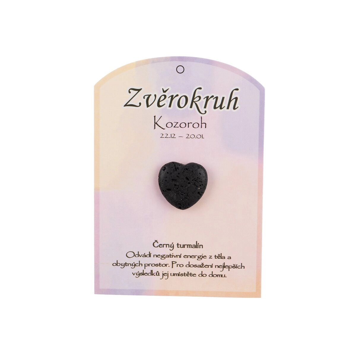 Černý turmalín (skoryl) – leštěné srdce, talisman pro znamení Kozoroha