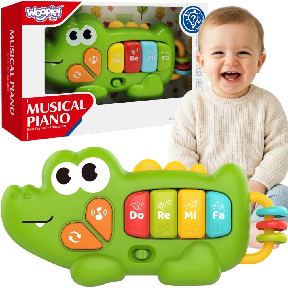 Woopie baby interaktivní piano krokodýl se zvuky a světlem 18m+