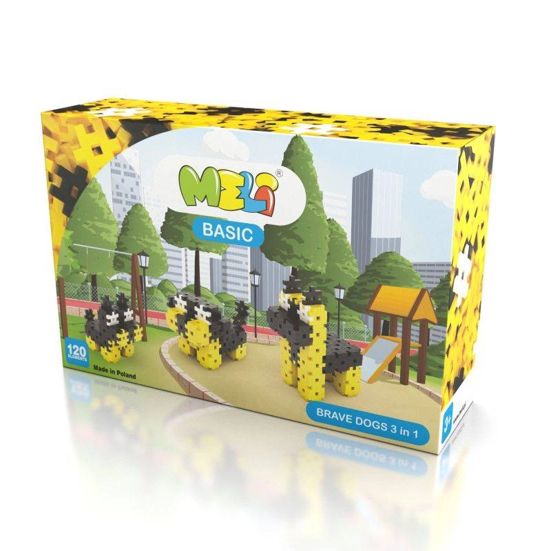 Konstrukční kostky Meli Basic Odvážní psi 3 v 1 120 ks