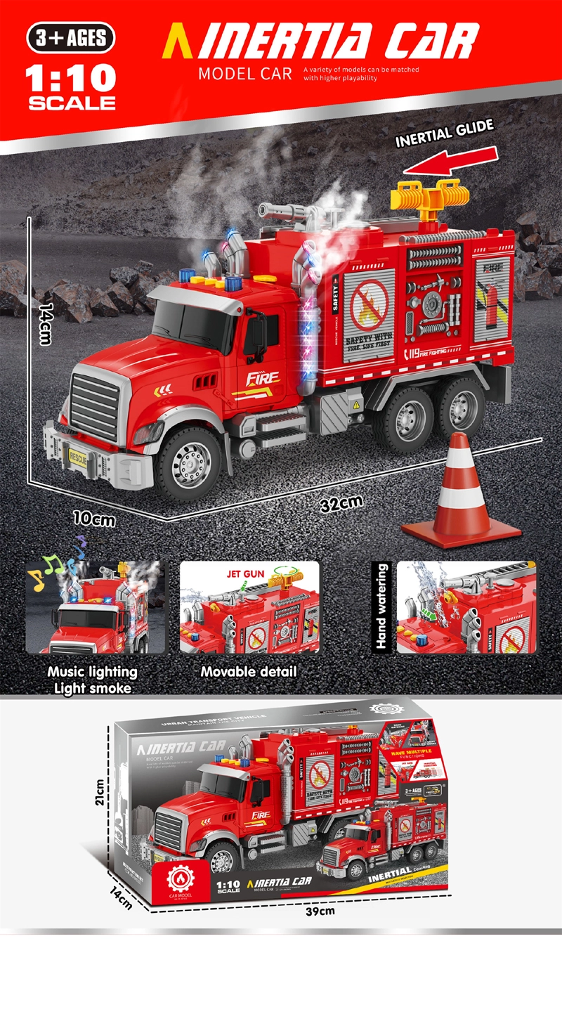 Interaktivní hasičský vůz se světlem, zvukem a kouřem