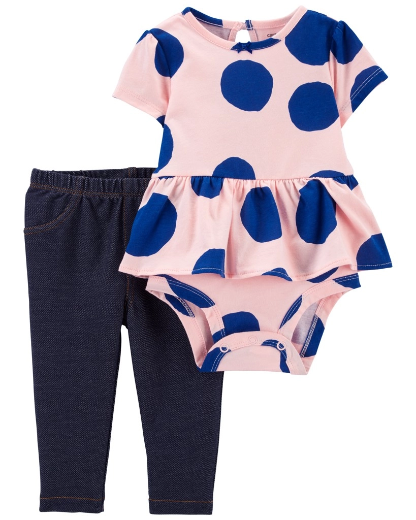 Levně Carter's Set 2dílný legíny body kr. rukáv Cobalt Floral dívka