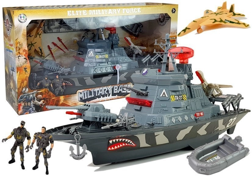 Vojenská loď s bází se světly a zvuky