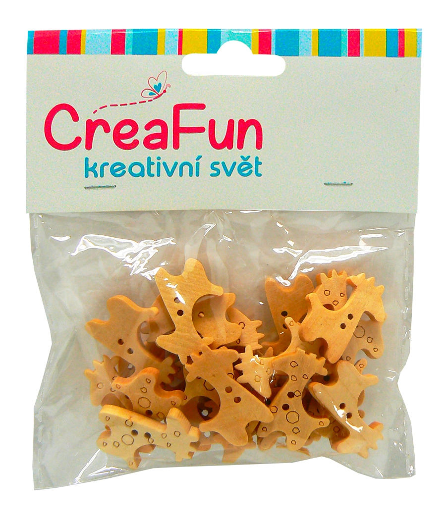 Dřevěné knoflíky žirafa 23×25 mm, 25 ks
