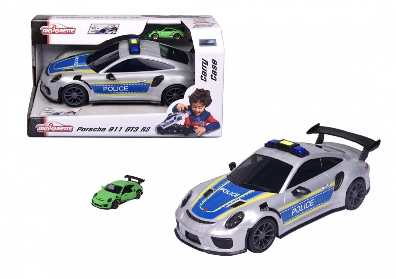 Majorette Porsche 911 GT3 RS policie – přepravní kontejner s autem