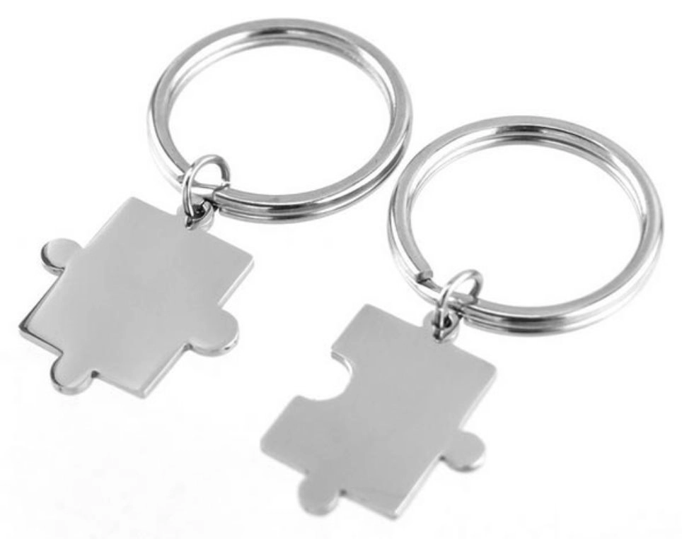 Ocelové klíčenky Puzzle – sada 2 ks