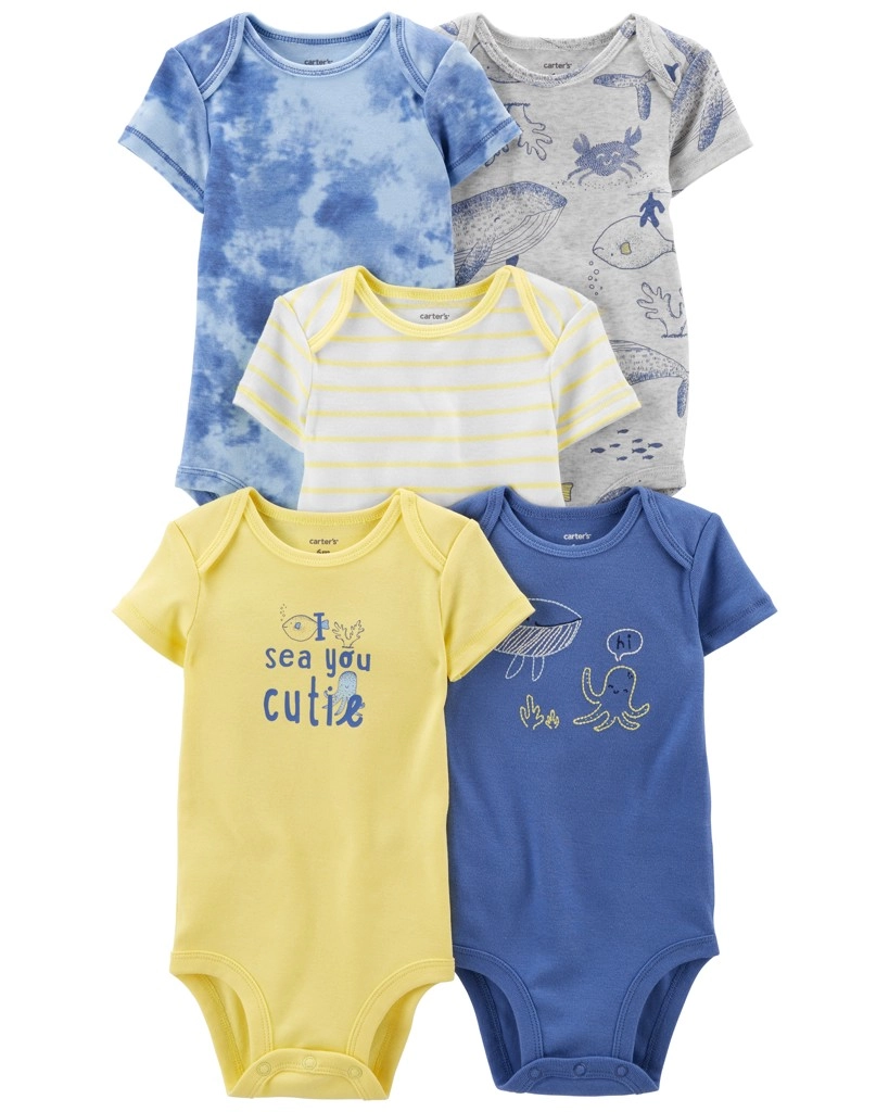 Levně CARTER'S Body krátký rukáv Blue Ocean chlapec 5ks