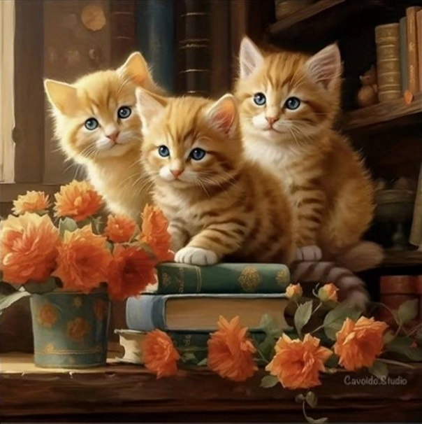 Diamantová mozaika – Tři kočky