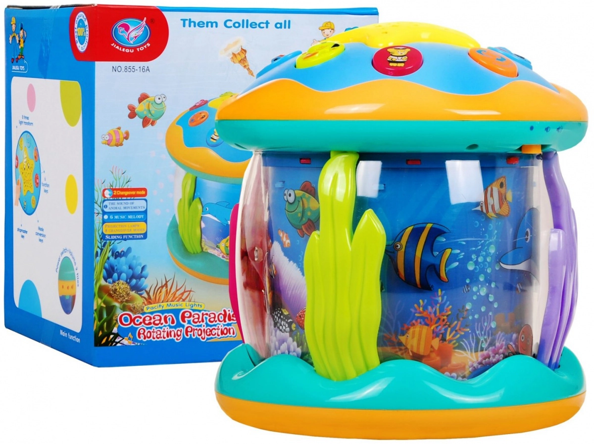 Dětský projektor Morský svět – noční lampička a hrací skříňka pro snadné usínání