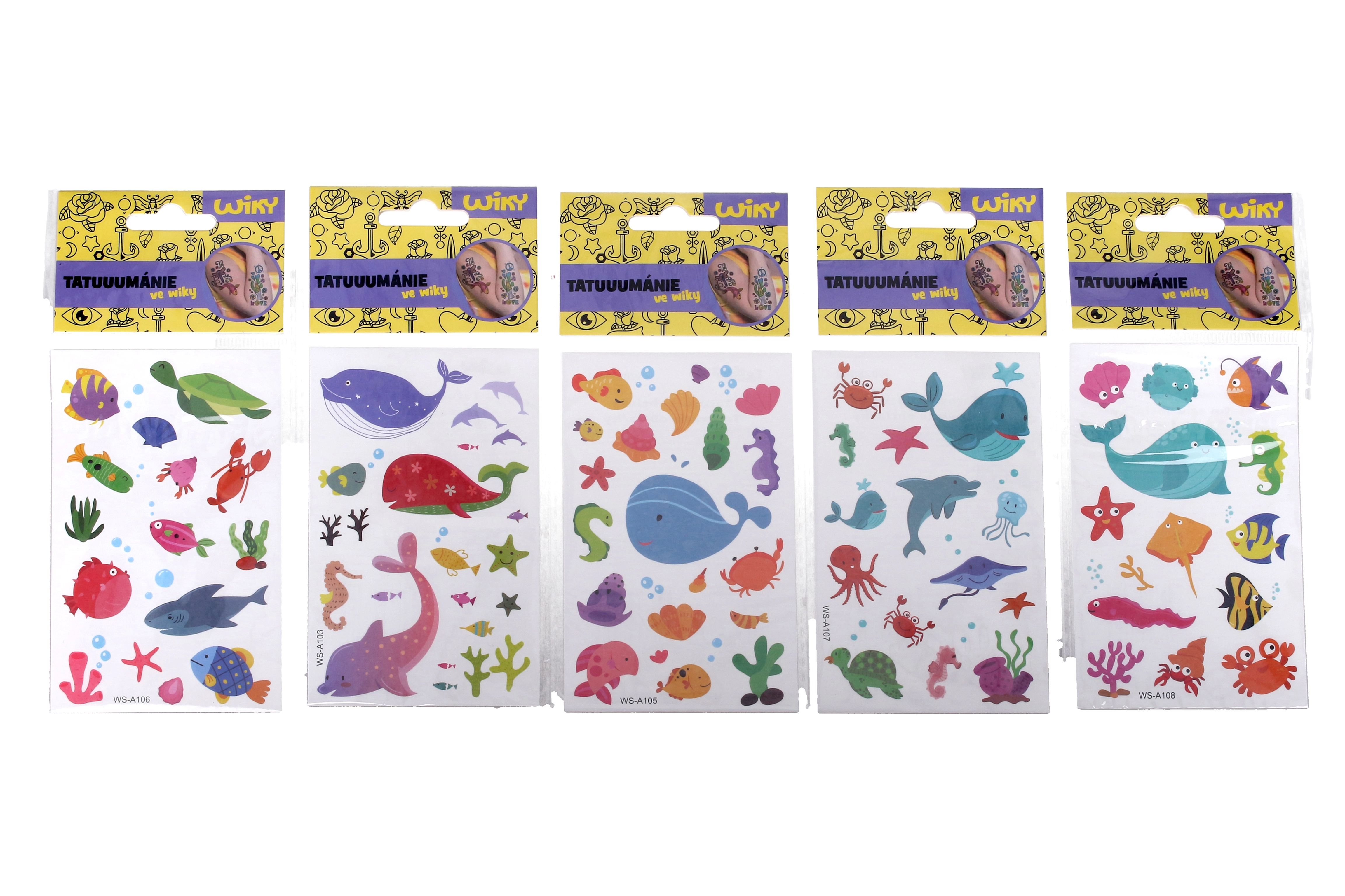 Tetovací obtisky Mořský svět 17,5 × 8,5 cm