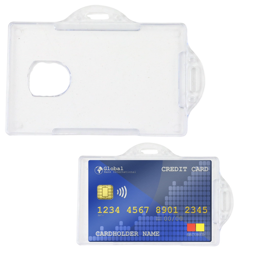 Průhledné horizontální pouzdro na identifikátor z tvrdého plastu