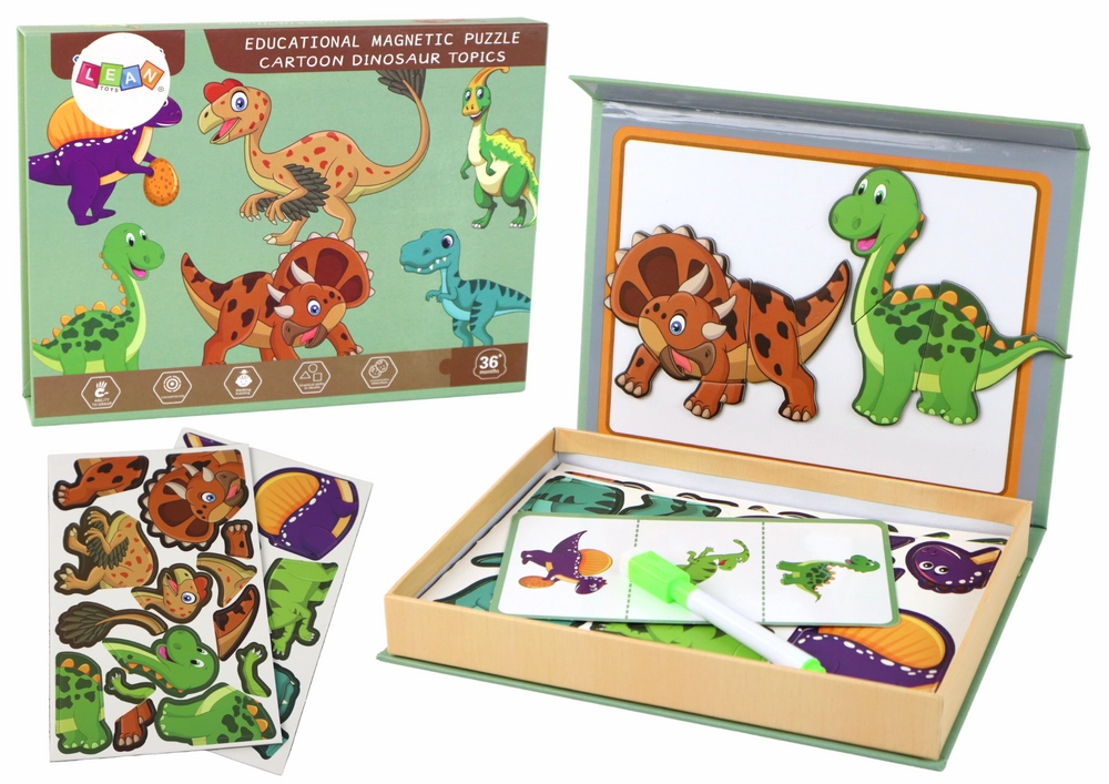 Vzdělávací sada magnetických puzzle s motivy dinosaurů