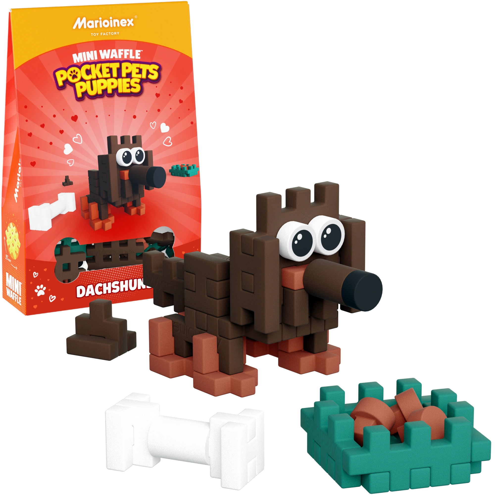 Stavebnice Mini Waffle Pocket Pets – jezevčík od Marioinex