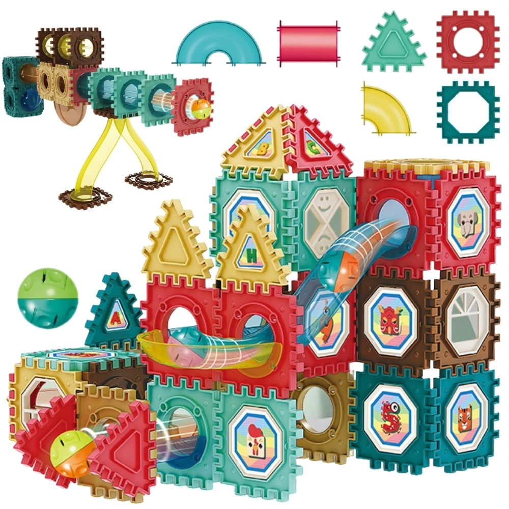 Magnetické stavebnice 3D – kuličková dráha 68 dílů WOOPIE