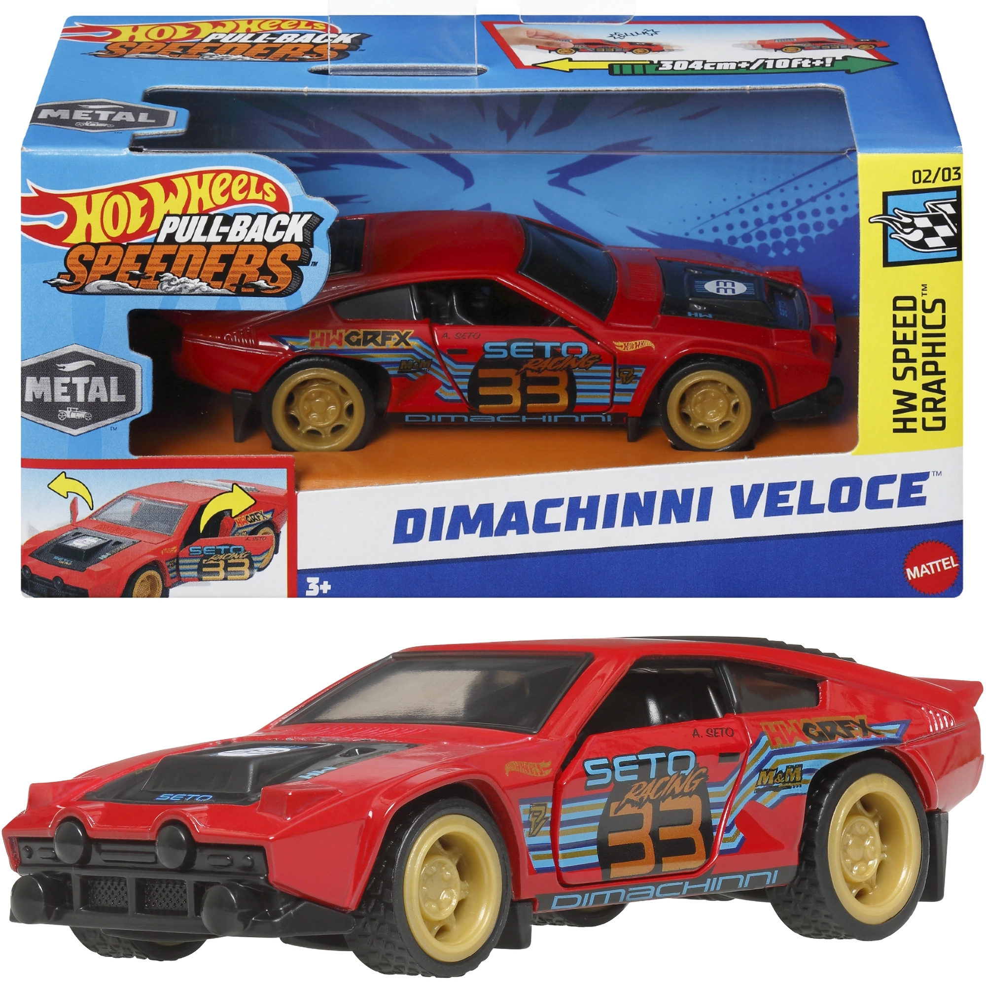 Hot Wheels Pull-Back Speeders Dimachinni Veloce auto 1:43