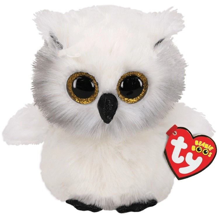 TY Beanie Boos Maskot - Sova Austin 15 cm Bílá