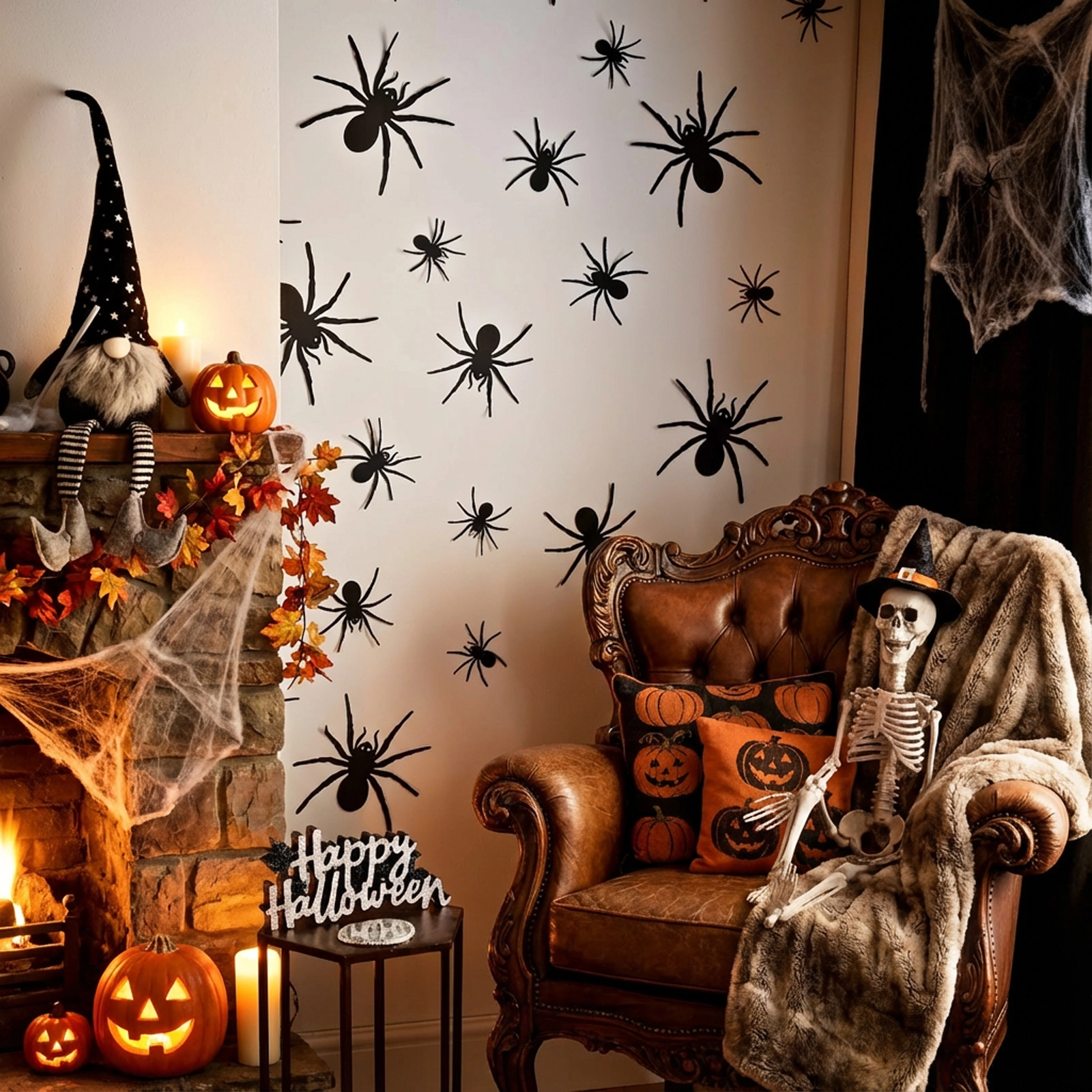 Halloweenská samolepicí dekorace pavouci černí - 30 kusů