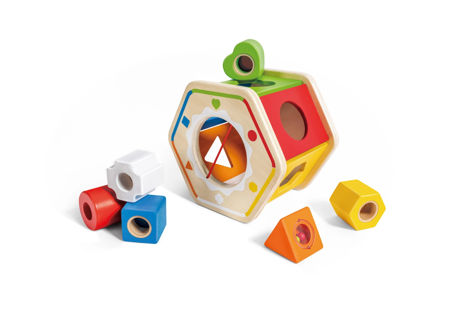 Levně Dřevěná vkládačka s geometrickými tvary Hape