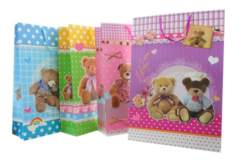 Dárková taška barevná – extra velká s medvídky