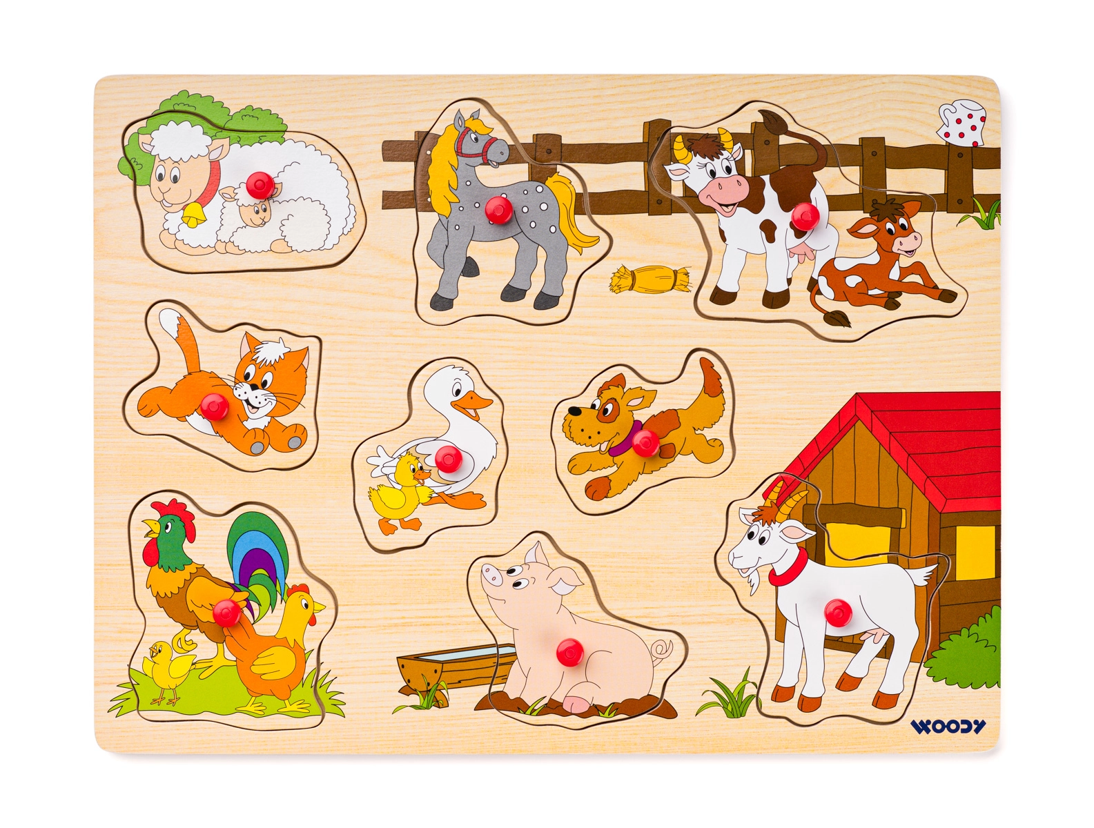 Levně Woody puzzle na desce zvířata u statku