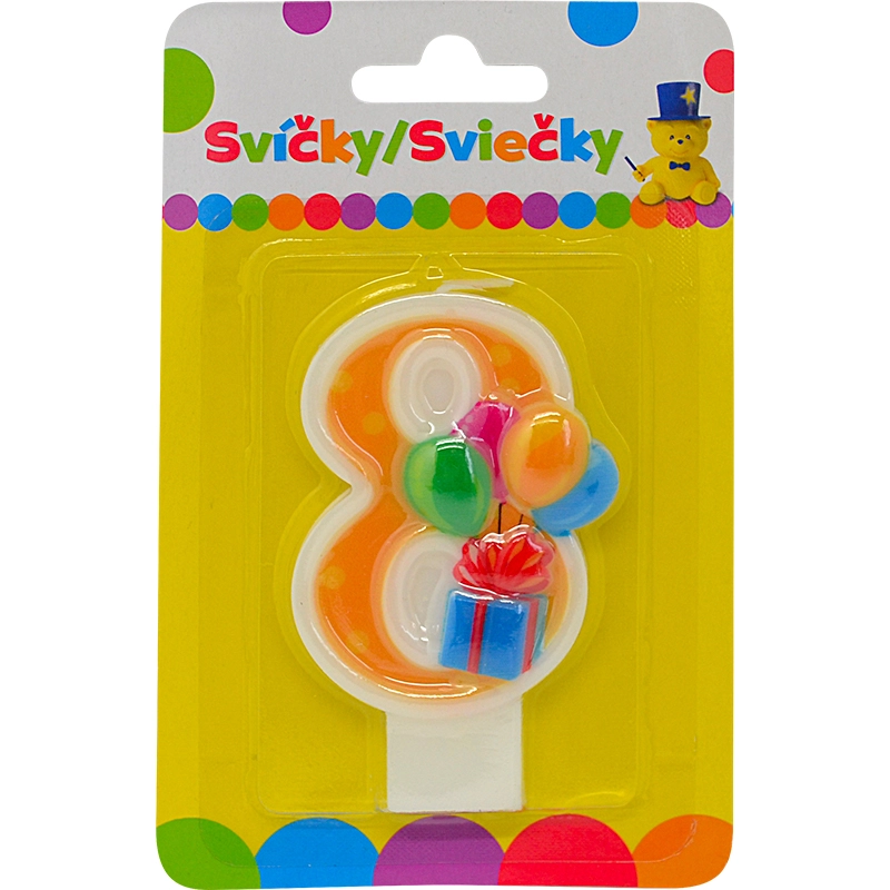 Narozeninová svíčka číslo 8 s balónky