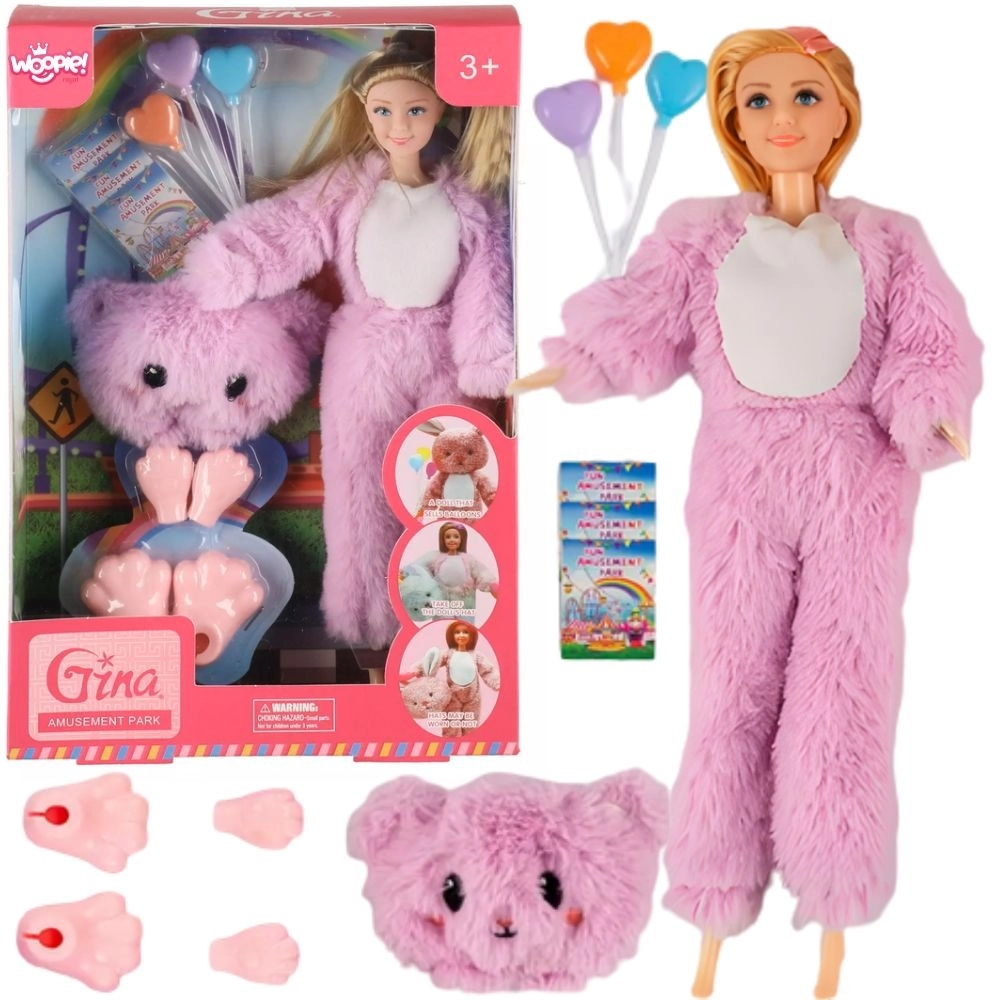 Woopie Royal panenka v kostýmu růžového medvídka – park rozptýlení