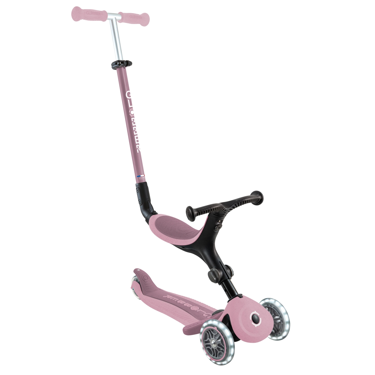 Globber GO UP active lights ecologic 3v1 koloběžka berry