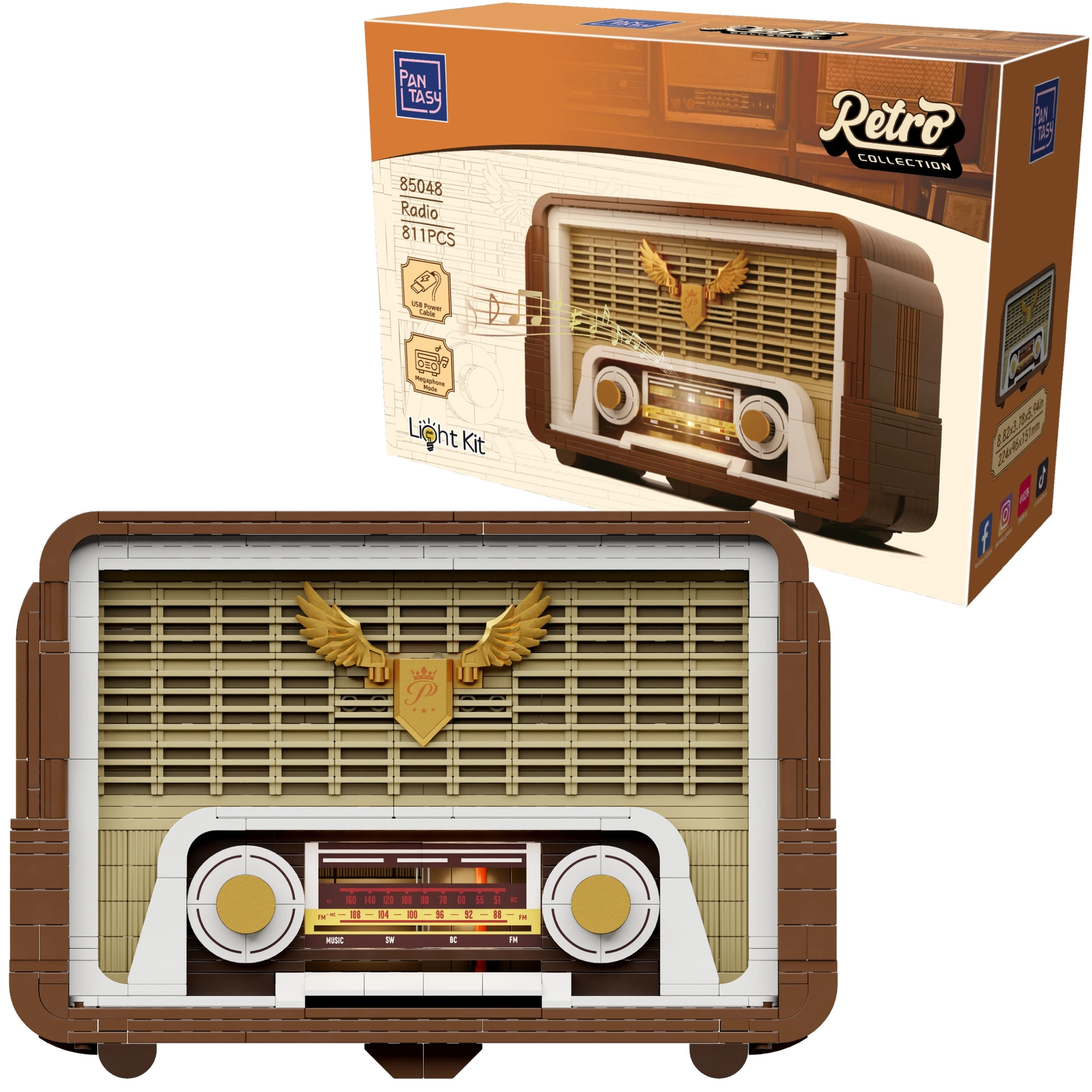 Pantasy Retro Collection retro lampové rádio – stavebnice s LED podsvícením