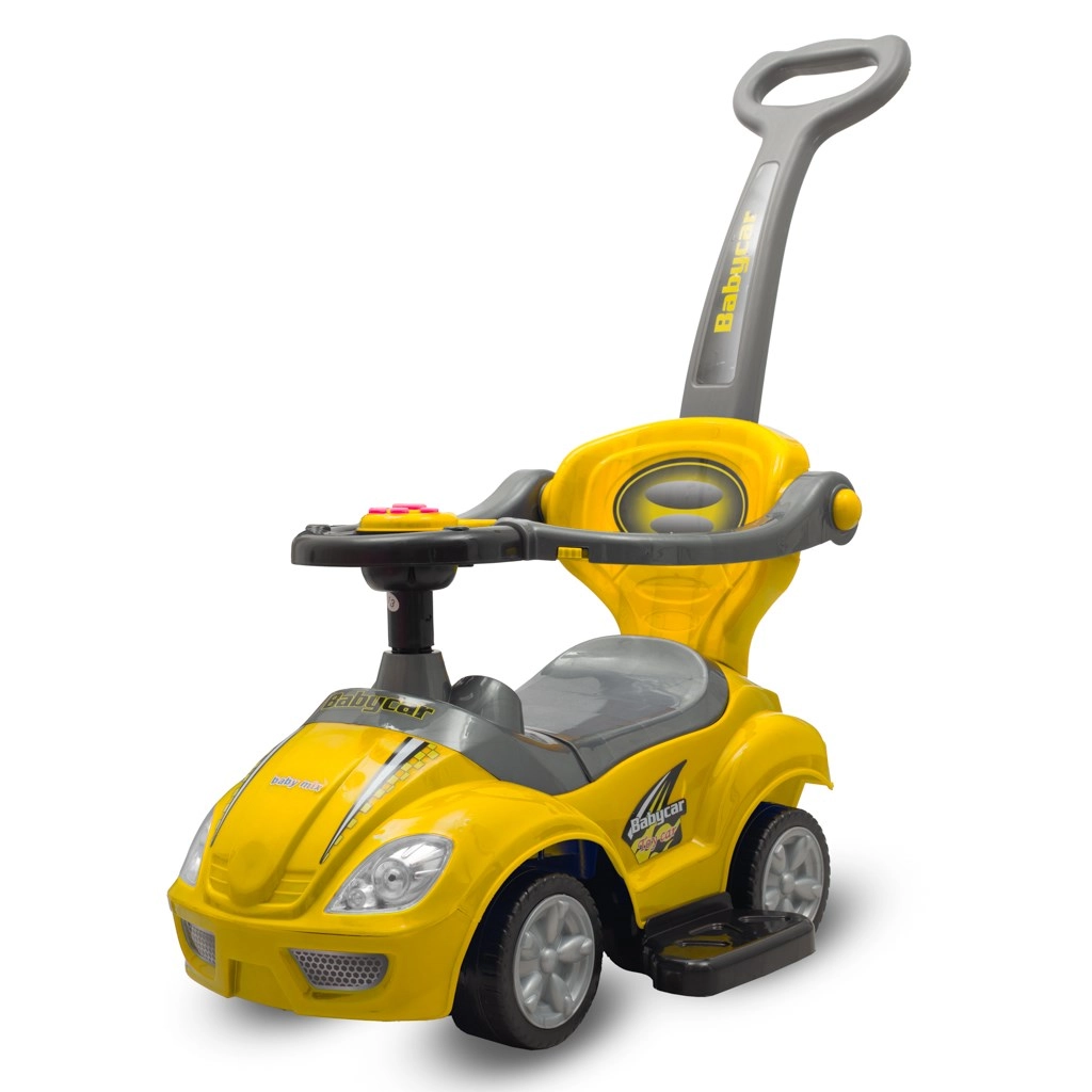 Dětské odrážedlo s vodicí tyčí 3v1 BABY MIX Mega Car – žluté