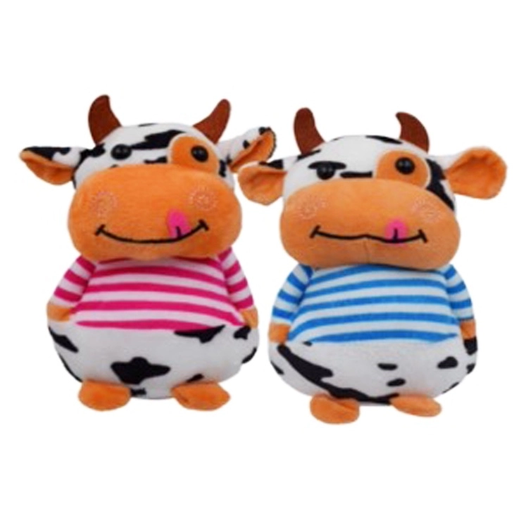 Plyšová kravička v pruhovaném tričku 20 cm