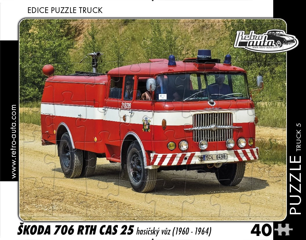 RETRO-AUTA TRUCK č.5 Škoda 706 RTH CAS 25 hasičský vůz 1960-1964 40 dílků