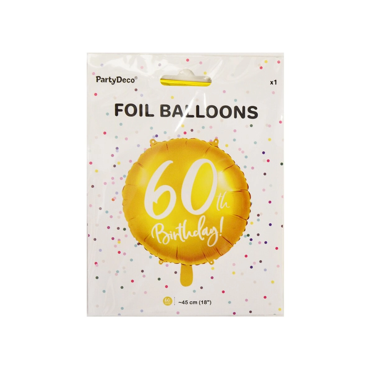 PartyDeco Balón foliový 60. narozeniny zlatý 45 cm