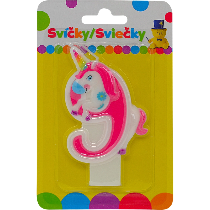 Narozeninová svíčka s jednorožcem – číslo 9