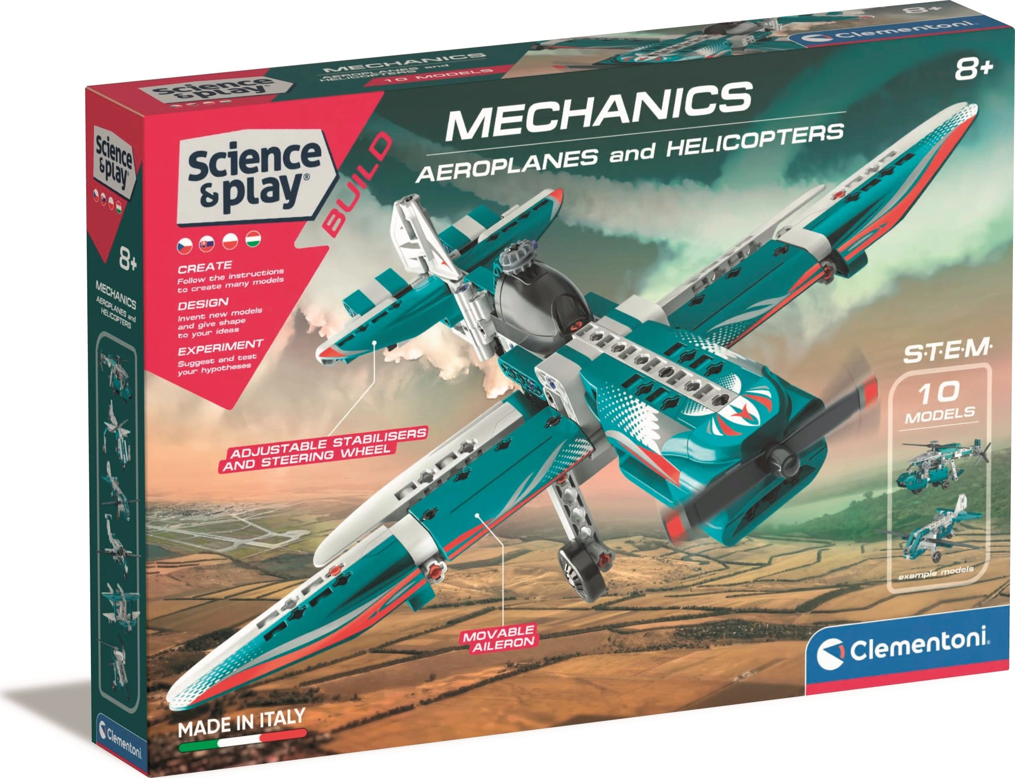Levně Clementoni Science & Play mechanická laboratoř – letadla a vrtulníky 10 v 1