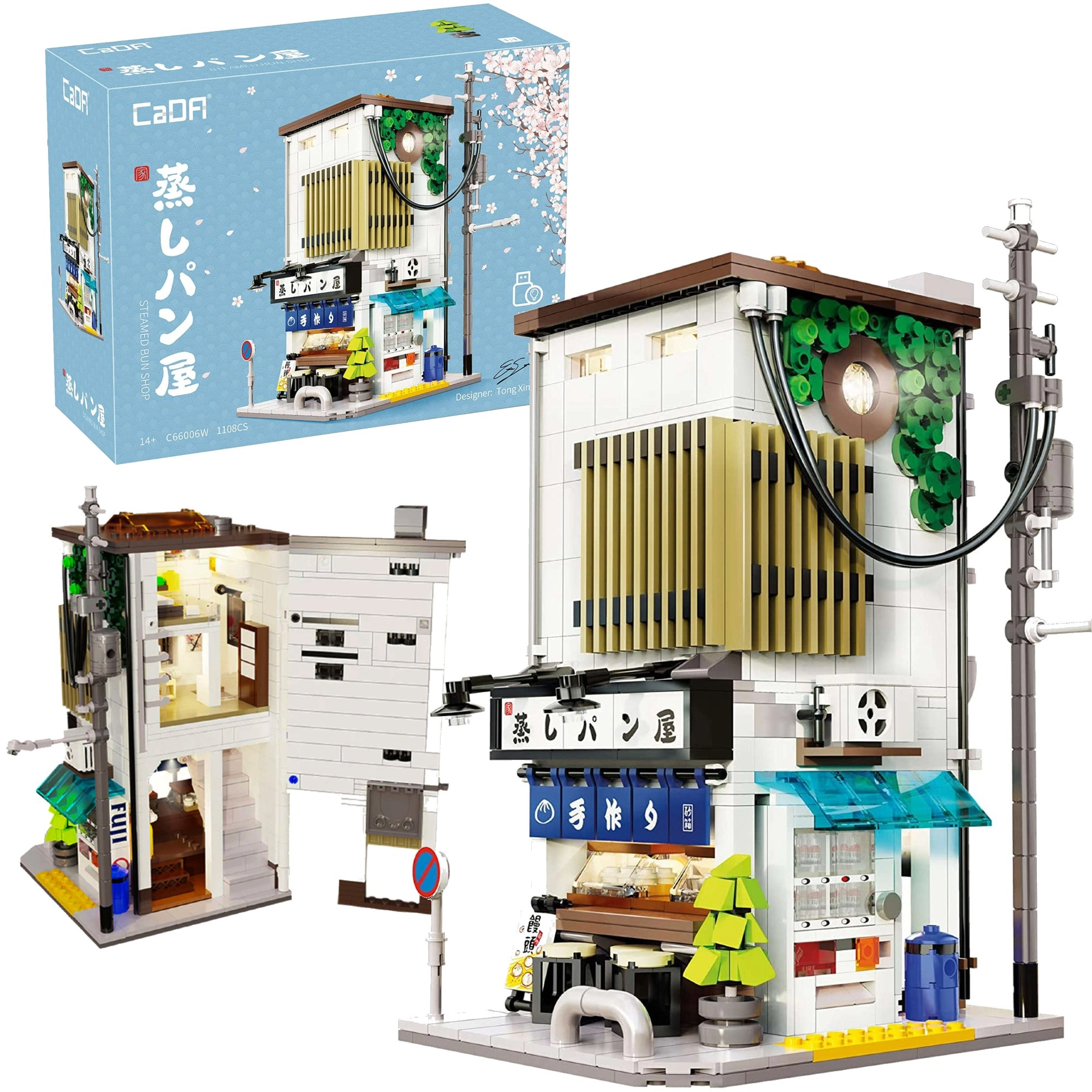 Stavebnice CaDA japonský obchod s parními bochánky s LED osvětlením, 1108 dílků