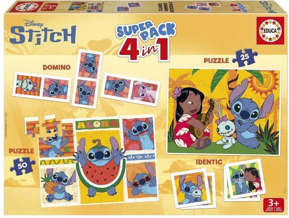 Soubor her EDUCA Stitch 4v1 – puzzle, domino a pexeso