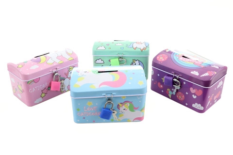 Kovová pokladnička jednorožec se zámkem