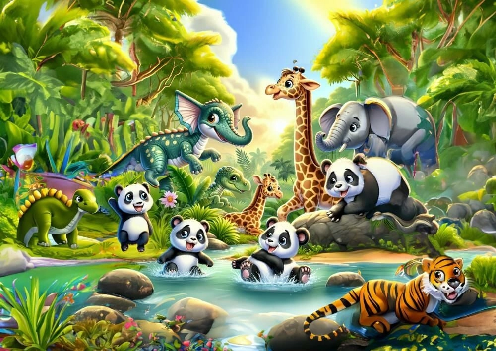 Puzzle Pandí koupání 50 dílků