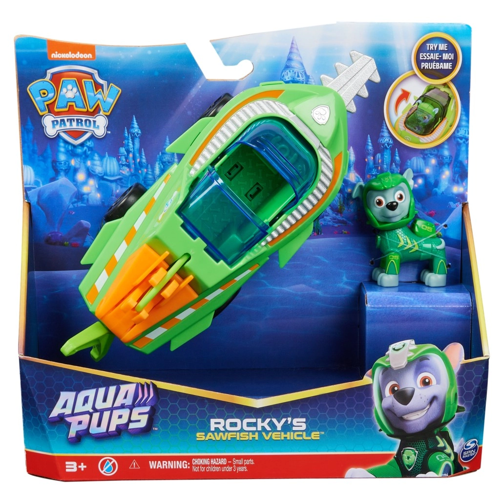 Paw Patrol Aqua Pups Rocky – podmořské vozidlo piloryba s figurkou