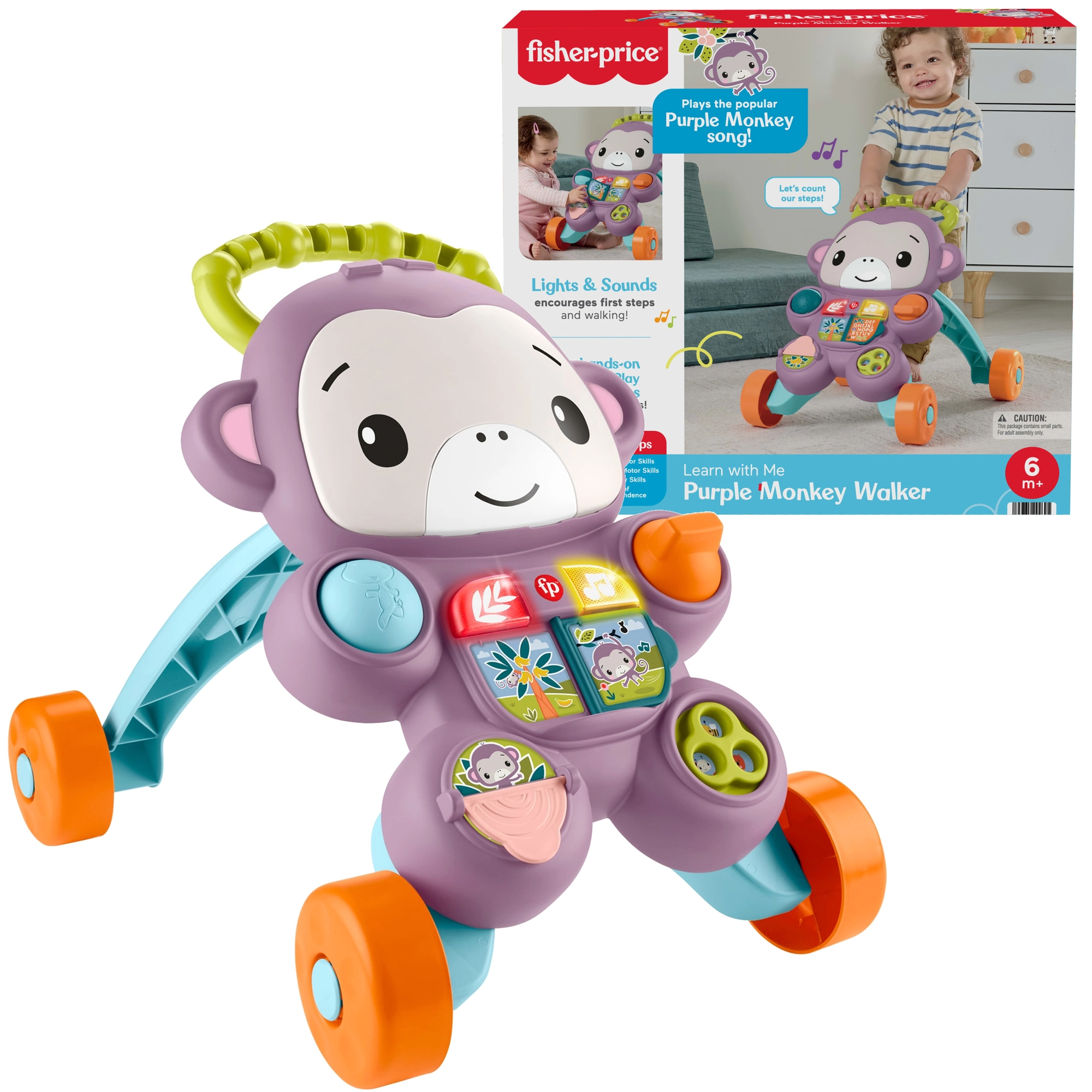 Levně Fisher-Price interaktivní chodítko s fialovou opičkou
