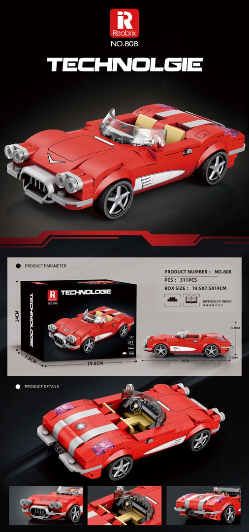 Stavebnice červený kabriolet 311 dílků