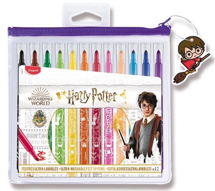 Levně fixy MAPED Harry Potter, 12 barev, pratelný inkoust