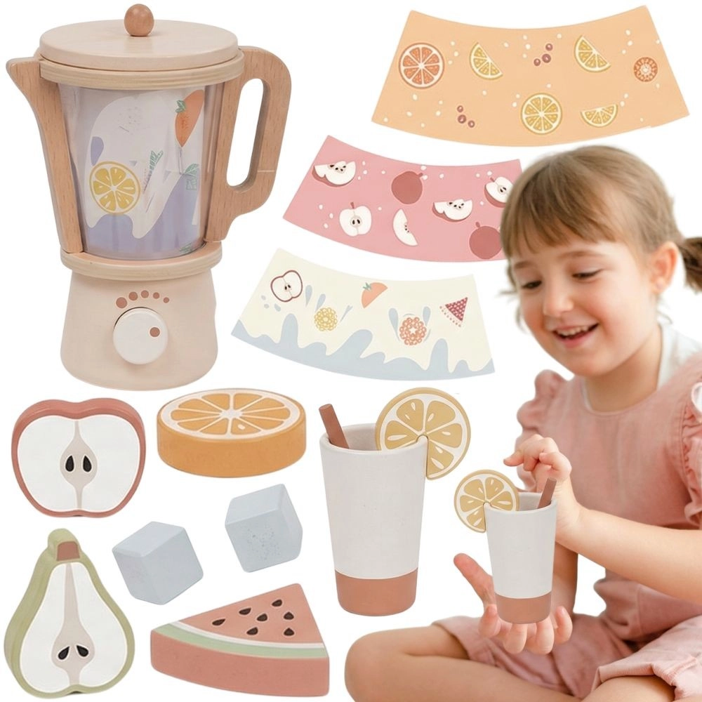 Tooky Toy dřevěný dětský mixér s příslušenstvím (18 dílů)