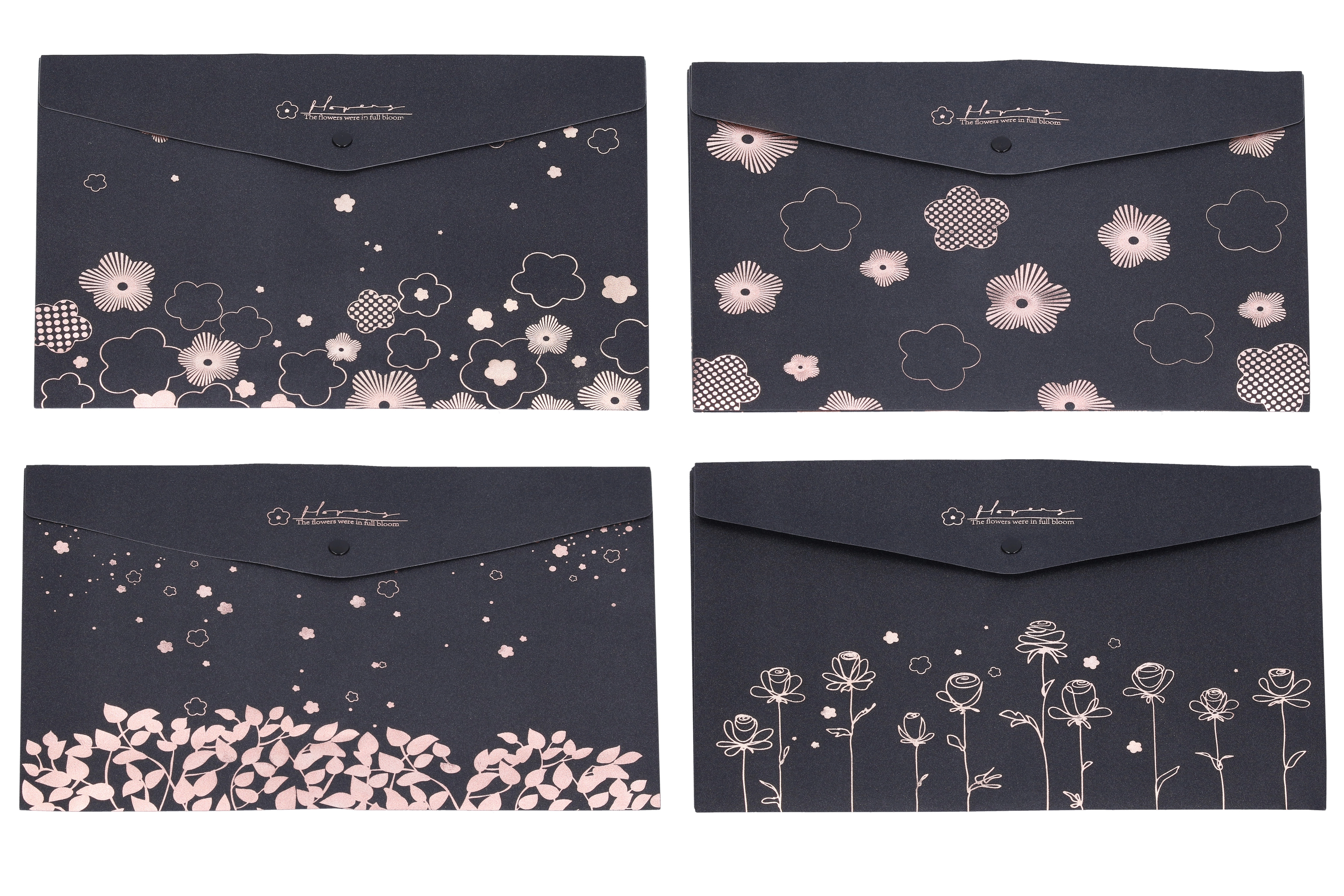 plastová dokumentová složka s drukem 33 × 23 cm – květinový motiv
