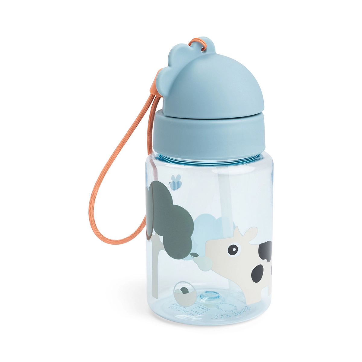 Done by Deer láhev s brčkem Tiny farm modrá 280 ml