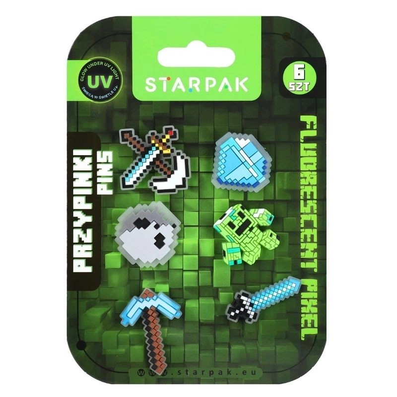 Gumové odznaky Pixel Fluo – sada 6 ks