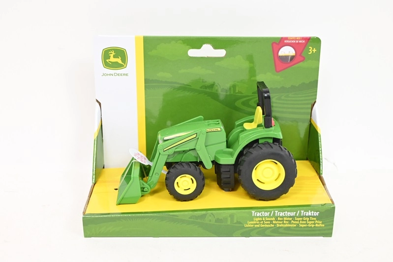Tomy John Deere mini traktor s přední lžící, světly a zvuky