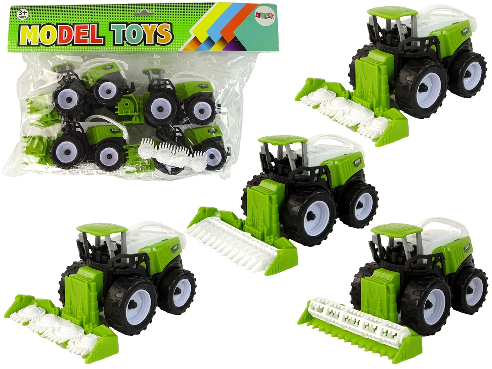 Lean Toys Sada zemědělských vozidel Zelené traktory 4 kusy