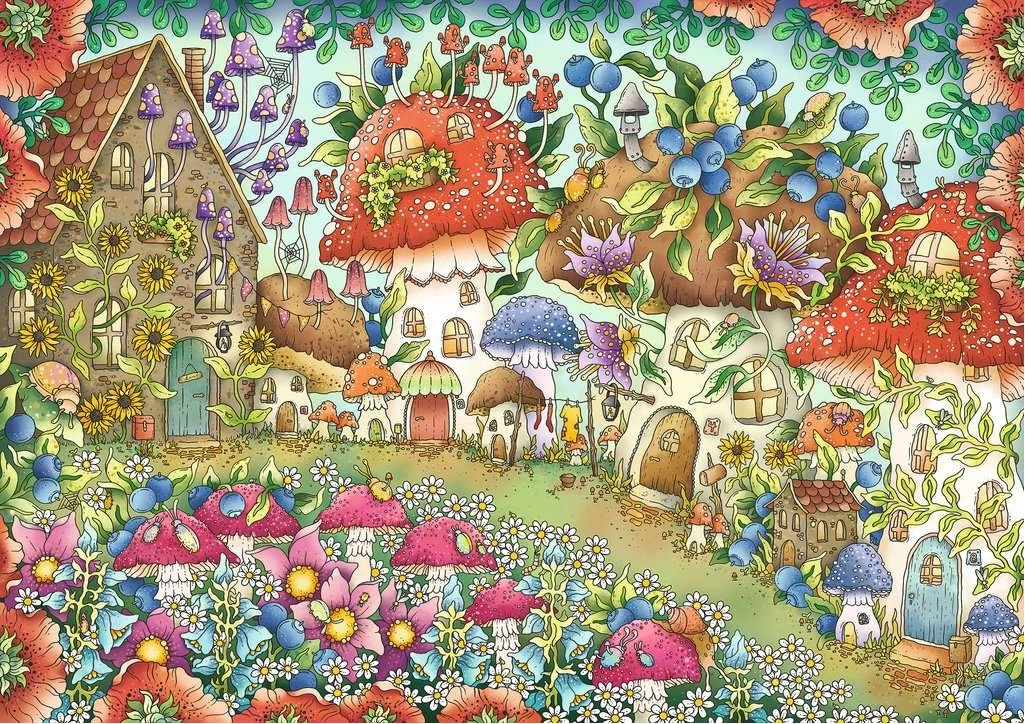 RAVENSBURGER Roztomilé houbové domečky na květinové louce 1000 dílků